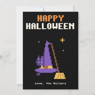 Festividades Cartão de Halloween em Pixel Art de Chapéu de Brux