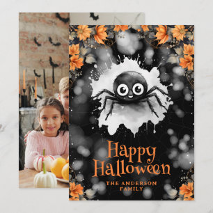 Festividades Cartão de Halloween Feliz de Spider Cobweb Photo