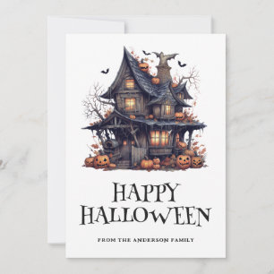 Festividades Cartão de Halloween Feliz de Watercolor Spooky