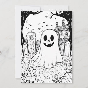 Festividades Cartão de Halloween para Colorir DIY - Fantasma Fo