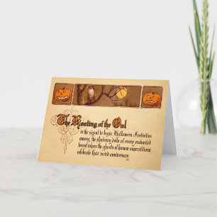 Festividades Cartão de Halloween Vintage Hoota Owl