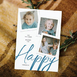 FESTIVIDADES CARTÃO DE HANUKKAH COM TRÊS FOTOS<br><div class="desc">Fotos de família em camadas e texto editável para contar sua história e enviar uma saudação de feriado.</div>
