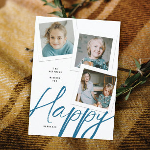 FESTIVIDADES CARTÃO DE HANUKKAH COM TRÊS FOTOS