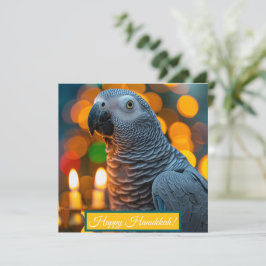 Festividades Cartão de Hanukkah do Papagaio Cinzento Africano