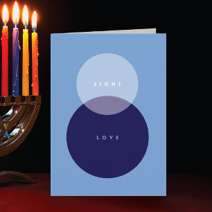 Festividades Cartão de Hanukkah Dobrável Azul e Marinho Modern