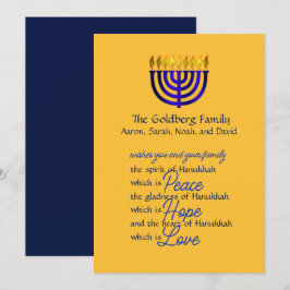 Festividades Cartão de Hanukkah Menorá Azul