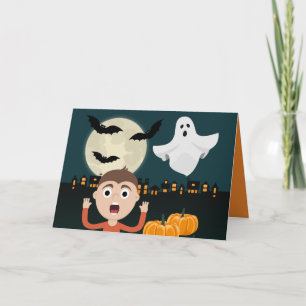 Festividades Cartão de Ilustração do Fantasma do Halloween com