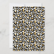 Cartão de impressão Dourado, branco e preto-leopar