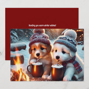 Festividades Cartão de Inverno do Cachorrinho Aconchegante • Am