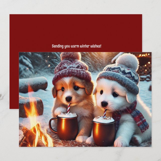 Festividades Cartão de Inverno do Cachorrinho Aconchegante • Am (Frente/Verso)