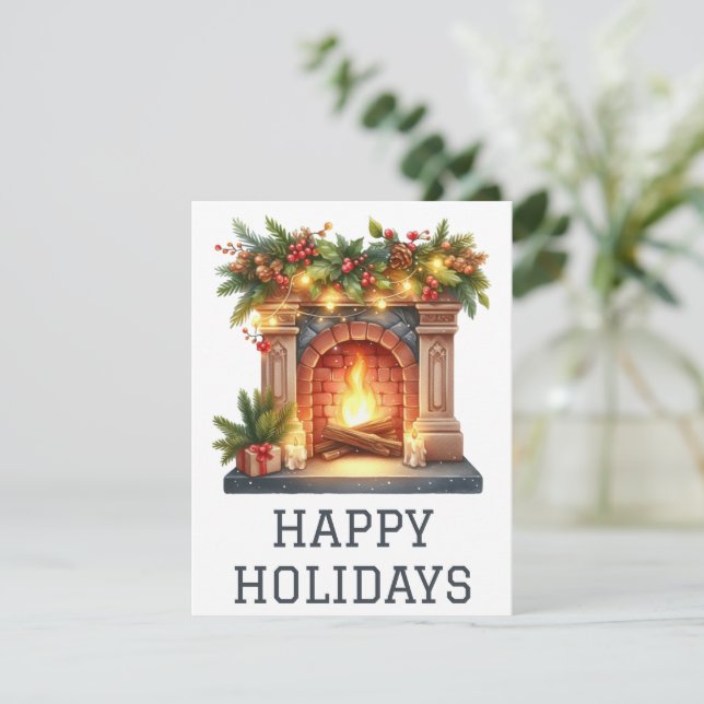 Festividades Cartão de Lareira de Férias Festivas (Em pé/Frente)