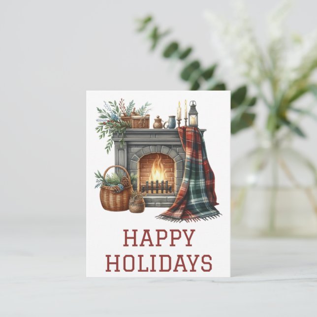 Festividades Cartão de Lareira de Férias Festivas (Em pé/Frente)