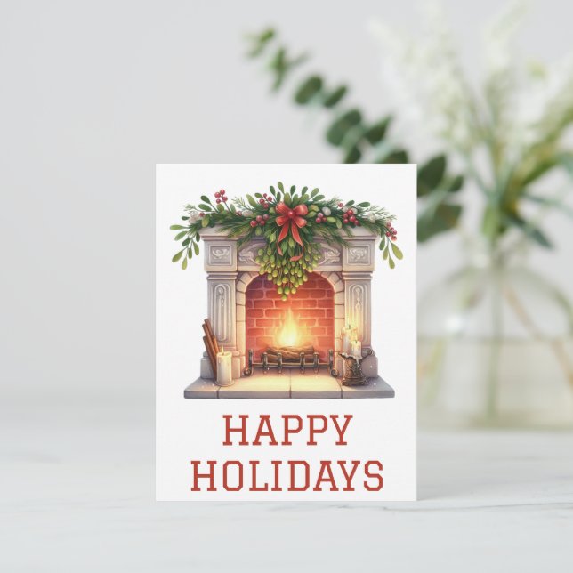 Festividades Cartão de Lareira de Férias Festivas (Em pé/Frente)