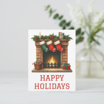 Cartão de Lareira de Férias Festivas
