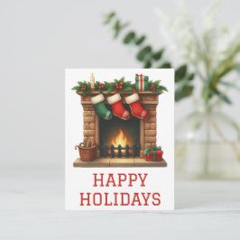 Festividades Cartão de Lareira de Férias Festivas