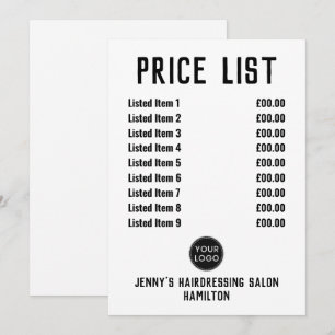 Festividades Cartão de Lista de Preços do Barbershop ou Hairdre
