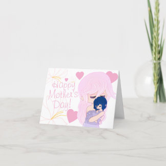 Festividades Cartão de Mãe de Desenho com sua Bebê Menina