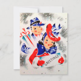 Festividades Cartão de mensagem de adição do casal de Vintage r