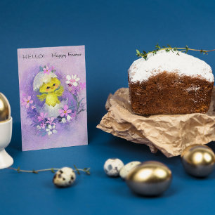 Festividades Cartão de mensagem de adição do pintinho de Páscoa