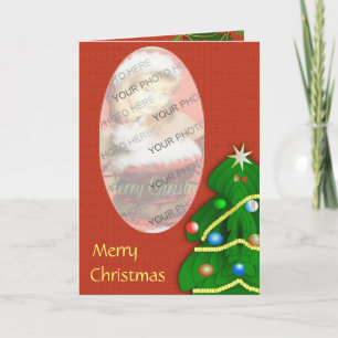 Festividades Cartão de Moldura de Foto Oval de Árvore de Natal