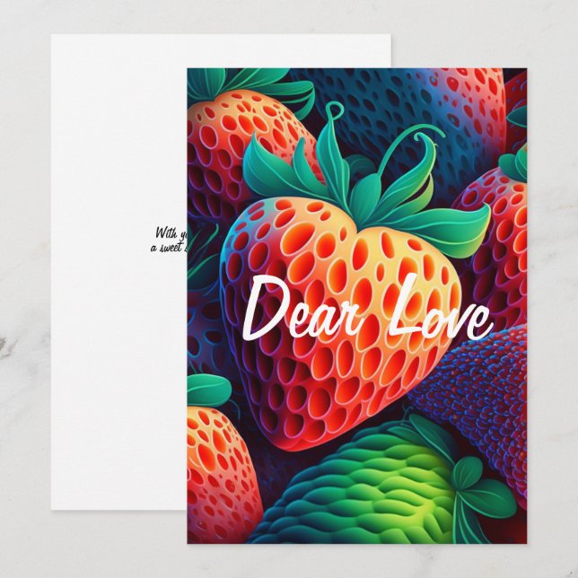 Festividades Cartão de morango para amantes (Frente/Verso)