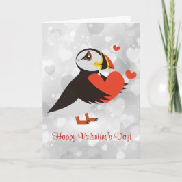 Festividades Cartão de Namorados de Amor com Puffin de Coração