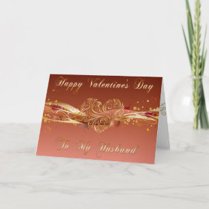 Festividades Cartão de Namorados para marido Dourado Filigree 