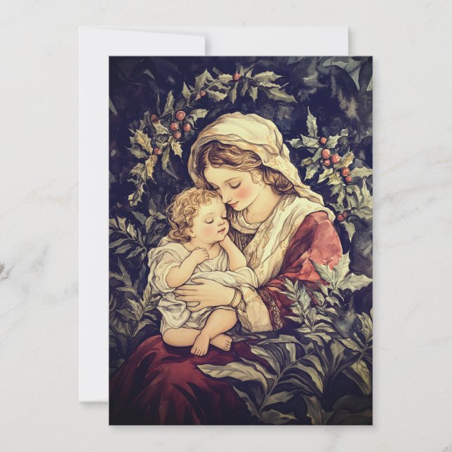 Festividades Cartão de Natais vintages Madonna e Child (Frente)