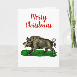 Festividades Cartão de Natal #3C Desenho de Javali Selvagem Vin