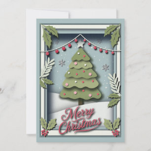 Festividades Cartão de Natal 3d com Árvore Festiva e Holly