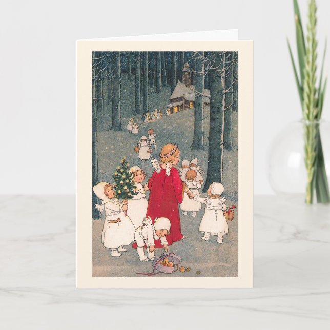 Festividades Cartão de Natal "A Caminho da Igreja" (Frente)