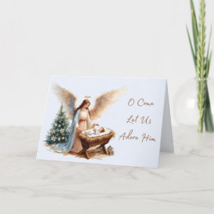 Festividades Cartão de Natal Adore-o Anjo e Manjedoura