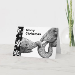 Festividades Cartão de Natal Africano Elefante e Vitelo