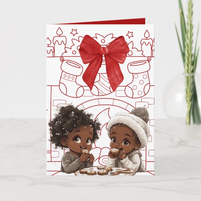 Festividades Cartão de Natal afro-americano (Frente)