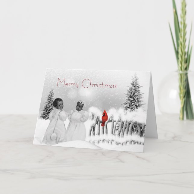 Festividades Cartão de Natal Afro-Americano (Frente)