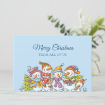 Cartão de Natal Alegre com Bonecos de Neve Diverti