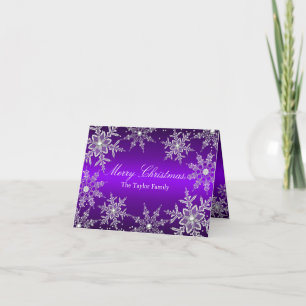 Festividades Cartão de Natal Alegre Floco de Neve Cristal Roxo