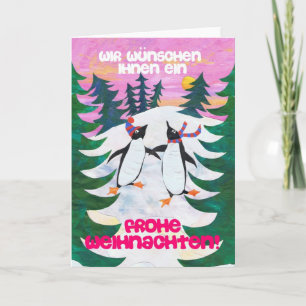 Festividades Cartão de Natal Alemão - Pinguins de Pé-Pato