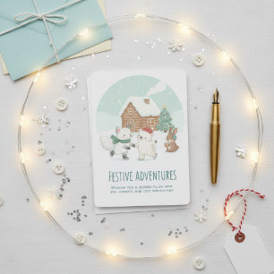 Festividades Cartão de Natal Amigável de Inverno Fofo