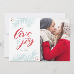 Festividades Cartão de Natal Amor e Alegria com Pincel de Aquar