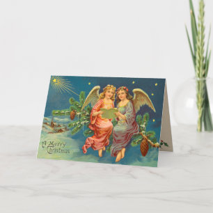 Festividades Cartão de Natal Anjo Vitoriano