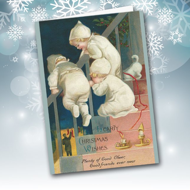 Festividades Cartão de Natal Antigo de Espionagem de Crianças (Criador carregado)