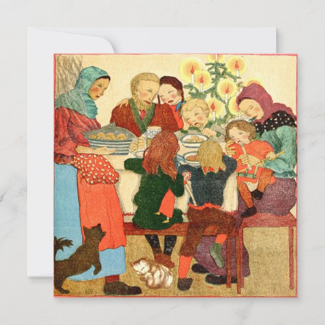 Festividades Cartão de Natal Antigo | Jantar de Natal (Frente)