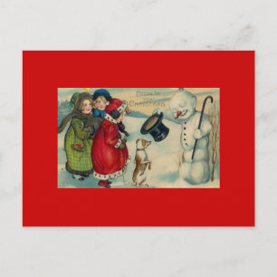 Festividades Cartão de Natal Antiquado no Cartão Postal de Fund