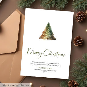 Festividades Cartão de Natal aquarela de pinheiro escandinavo