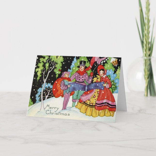 Festividades Cartão de Natal Art Deco dos anos 1900 (Frente)