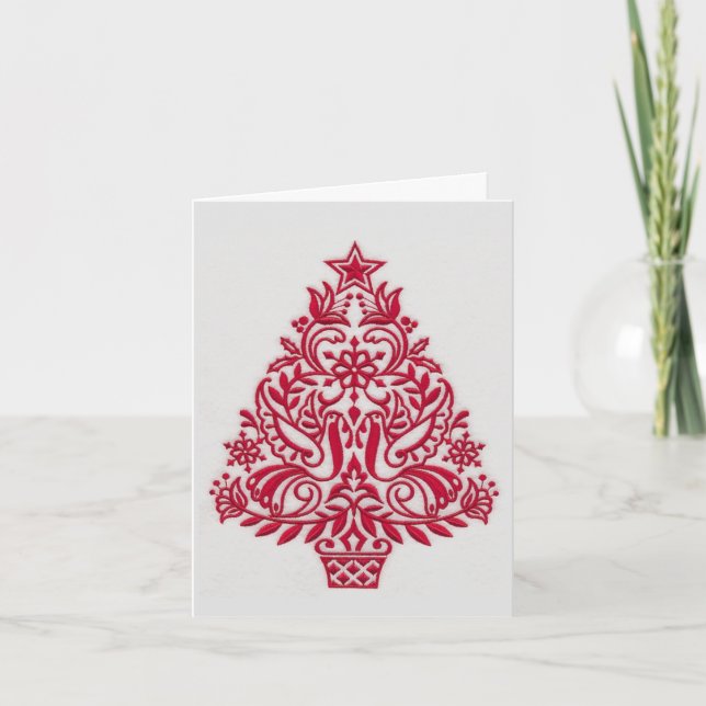 Festividades Cartão de Natal - Arte Foliar Escandinava de Natal (Frente)