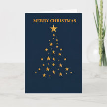 Cartão de Natal Árvore de Estrelas Douradas Minima