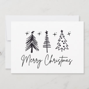 Festividades Cartão de Natal Árvore de Natal Preto e Branco
