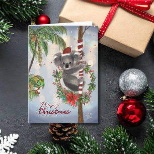 Festividades Cartão de Natal Australiano de Coala Fofo Palmei